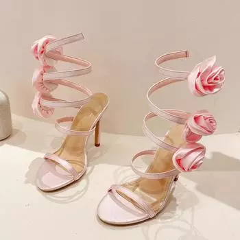 Liyke Летняя мода Цветочная шпагат вокруг щиколотки сандалии женские дизайнерские высокие каблуки сексуальные туфли с открытым носком свадебная вечеринка розовые 35