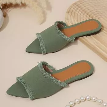 Liyke Летняя мода швейные женские тапочки с кисточками для отдыха на открытом воздухе удобные повседневные мюли на плоской подошве сандалии пляжные шлепанцы обувь Zapatos Mujer 35