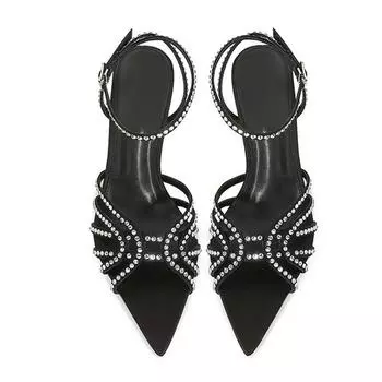 Liyke Модные женские босоножки с блестками и кристаллами Элегантные остроносые гладиаторские туфли на высоком каблуке для вечеринки Sandalias Mujer 35