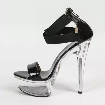 Liyke Модный дизайн Эластичная ткань щиколотки молния ремешок Женская обувь Прозрачные босоножки на платформе Сексуальные с открытым носком Супер высокие каблуки 35