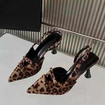 Liyke Новая весенняя марка Женские туфли-лодочки Сандалии Модные с бантом Заостренный носок Ремешок с задней пряжкой Тонкий высокий каблук Вечерние туфли для выпускного 35