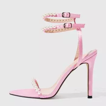 Liyke Новые модные дизайнерские босоножки на высоком каблуке с жемчугом и двойным ремешком на щиколотке, элегантные женские туфли для свадебного банкета, Zapatos Mujer 36