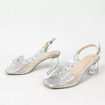 Liyke Новые поступления, прозрачные босоножки с бантом из кристаллов и страз, женские серебряные туфли с открытым носком и прозрачным каблуком для выпускного вечера 36