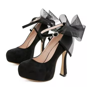 Liyke Новые поступления сетчатые туфли-бабочки с ремешком на щиколотке черные туфли на высоком каблуке элегантные туфли для вечеринок для женщин туфли-лодочки на платформе с круглым носком 35