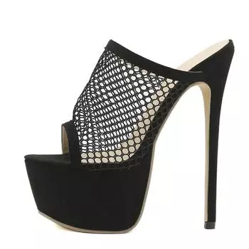 Liyke Новые туфли на платформе с открытым носком, черные сетчатые тапочки, летние сандалии, модные женские туфли-лодочки, туфли для стриптиза на вечеринку 35