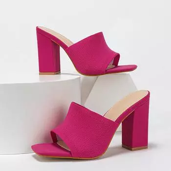 Liyke Оранжевая Вязаная Эластичная Ткань Женские Шлепанцы на Толстом Каблуке Летняя Мода Открытый Носок Гладиаторские Сандалии Женская Обувь Туфли 35