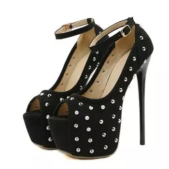 Liyke Подиумный стиль Сексуальные туфли с открытым носком 16 см на очень высоком каблуке для вечеринок и стриптиза Туфли Модные туфли на платформе с заклепками Женские сандалии 35