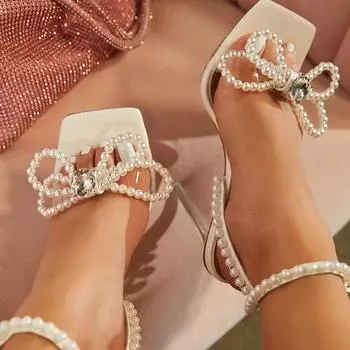 Liyke подиумный стиль, женские вечерние свадебные сандалии на веревке с бусинами и бантом, прозрачные туфли из ПВХ на каблуке из плексигласа, клубные туфли для стриптиза, женские розовые 42 розовый