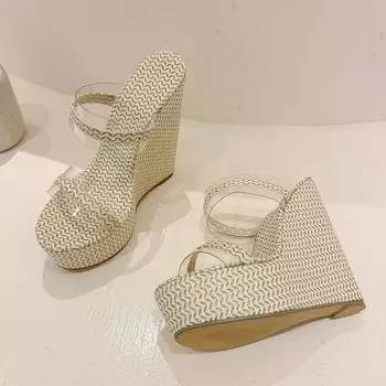 Liyke ПВХ Прозрачные Туфли Для Женщин Танкетка Тапочки Модные Толстые Босоножки С Открытым Носком На Высоком Каблуке Платформа Босоножки Zapatos Mujer 35