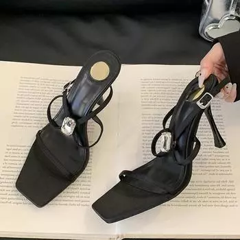 Liyke Сексуальные Фетиш Черные Сандалии Женские Узкие Ремешки На Лодыжке Женские Вечерние Туфли Для Стриптиза Каблуки Банкетные Туфли Sandalias 35