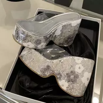 Liyke сексуальные туфли на очень высоком каблуке 13 см для женщин, розовые, с блестками, на толстой подошве, с открытым носком, туфли для вечеринки, сандалии на платформе 35