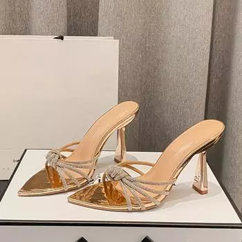 Liyke сексуальные туфли на высоком каблуке для женщин летняя мода узкие стриптизерши с острым носком сандалии для вечеринки мюли 35