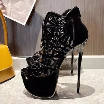Liyke сексуальные туфли с открытым носком для вечеринки стриптизерша Pole Dance экстремальные высокие каблуки платформы сапоги для женщин модные молнии ажурные туфли для подиума 35