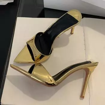 Liyke сексуальные золотые туфли на высоком каблуке современные туфли для женщин элегантные туфли с острым носком для банкета вечеринки стриптизерши женские сандалии De Mujer 35
