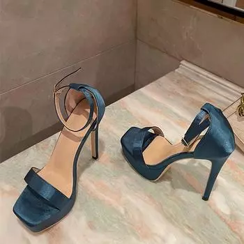 Liyke/пикантные вечерние сандалии на платформе для ночного клуба и танца на пилоне, женские летние сандалии на платформе с открытым носком и пряжкой на ремешке, леопардовая обувь с зернистостью 40 синий