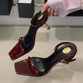 Liyke Street Style Сексуальные металлические странные высокие каблуки гладиаторские сандалии женские туфли для вечеринки элегантные сандалии с квадратным носком и ремешком на щиколотке 35