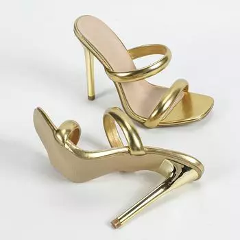 Liyke Street Style Vintage Square Toe Golded High Heels женские тапочки удобные летние туфли из искусственной кожи для банкета женские сандалии 35
