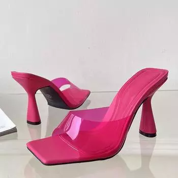 Liyke/летняя прозрачная обувь из ПВХ, женские шлепанцы, уличные сабо, повседневные сандалии-гладиаторы с квадратным носком, женские шлепанцы на каблуке 35 белый