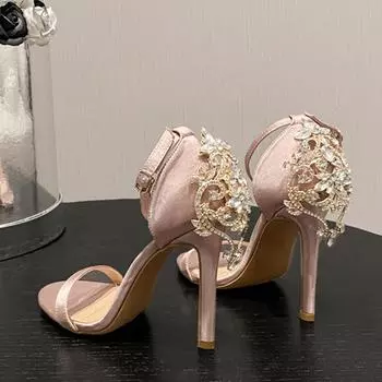 Liyke летние модные дизайнерские туфли на высоком каблуке с хрустальным металлическим ремешком женские босоножки сексуальные туфли с открытым носком для свадебной вечеринки размер 41 35