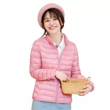 LIYURLTA Ультралегкая куртка-пуховик с водоотталкивающим эффектом, легкая, теплая, с защитой от холода, с чехлом для хранения LIY46, женская, осень/зима (S, Розовый) розовый