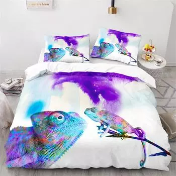 Lizard Duvet Cover Set Desert Wildlife Animal Pattern Comforter Cover King Queen Size for Adults Teens Animal Lovers Bedding Set 70x133cm 2pcs