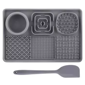 Лизунец для собак, лизунец для медленного кормления с присосками для еды и воды, силиконовый коврик для кормления, идеально подходит для снятия беспокойства чёрный