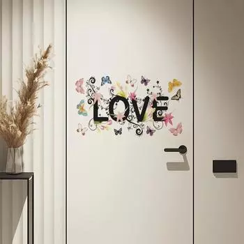 ЛЮБОВЬ, вдумчивый танец, бабочка, настенные наклейки, дверные наклейки, наклейки для украшения дома, ванной комнаты, наклейки 20x30cm разноцветный