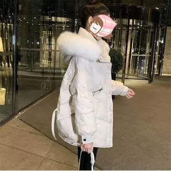 LJX 2024 модное зимнее плюшевое свободное женское пальто, элегантное осенне-зимнее пальто с шерстяным воротником, роскошное женское пальто на утолщенной хлопковой подкладке для вечеринки, 2024 г. S красный