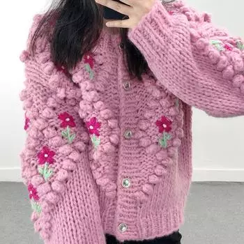 LJX 2024 Новое очаровательное пальто Свитер Шерстяное кружевное пальто Свободное пальто для девочек Очаровательный вязаный женский топ Роскошное плюшевое пальто Симпатичное студенческое пальто для девочек S