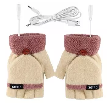 LJX USB Универсальные перчатки для мужчин и женщин Теплая шапка с подогревом Зимние изолирующие перчатки Многократное использование морозостойких изоляционных перчаток USB Теплый флип