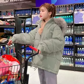 LJX женская осенне-зимняя куртка вечерние роскошное платье на утолщенной хлопковой подкладке средней длины модный зимний регулируемый плюшевый женский топ с капюшоном и меховым воротником S розовый