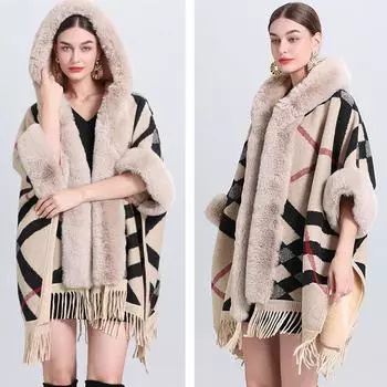 LJX зимняя теплая накидка, очаровательное женское пальто, элегантный плюшевый женский плащ, утепленный плюшевый шарф, плюшевый шарф для девочек, подарок, универсальный подарок для вечеринки 80--100cm