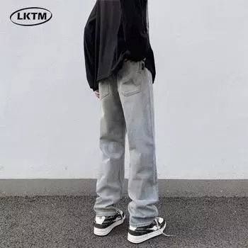LKTM Мужские осенние джинсы прямого кроя Simple - Модные американские повседневные длинные брюки XL