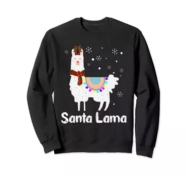 Llama Alpaca Christmas Gift Santarama Sweatshirt Women s