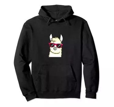 Llama Alpaca Unisex Parka with Red Sunglasses