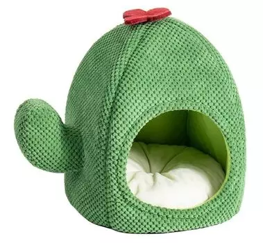 LLAMAS Creative Pet Warm Green Cat Kitten Basket Oasis Cute для кошек и маленьких собак с подушкой для кошек и собак, пушистая, большая, в форме кактуса зелёный