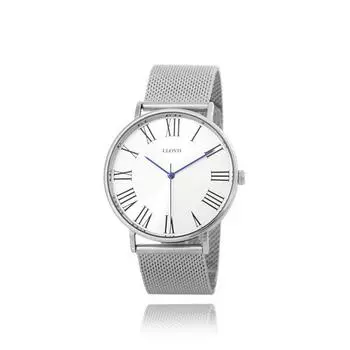 LLOYD Lmate Тонкие повседневные серебряные мужские часы с римским индексом и сеткой LL1G19870MSS