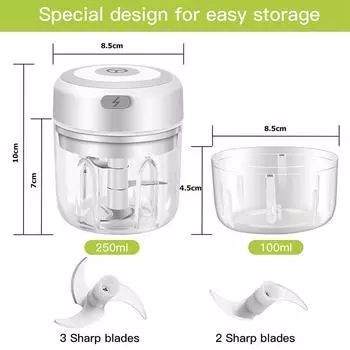 LMETJMA 100/250 мл Мини Электрический Чеснокодробитель Мощная Чеснокодавка USB Зарядка Имбирь Чеснок Лук Мясной Пресс KC0432
