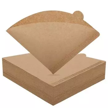 LMETJMA 100 шт. кофейная фильтровальная бумага натуральная неотбеленная V02 одноразовая кофейная фильтровальная бумага конусная подходит для капельницы для кофе JT278 белый