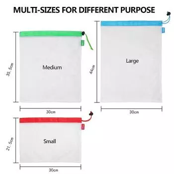 LMETJMA 12Pcs/set Reusable Mesh Produce Bags Premium Polyester Washable Mesh Bags for Vegetables Fruits Toys JT226 красный