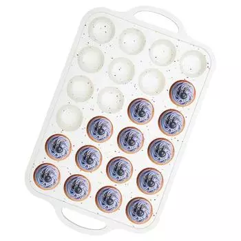 LMETJMA 24 Cups Nonstick Mini Muffin Pan Silicone Mini Cupcake Pan Metal Reinforced Frame Cupcake Muffins Molds Dishwasher JT348