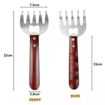 LMETJMA 2 шт. измельчитель мяса, когти из нержавеющей стали, измельчитель мяса, когти из тушеной свинины с деревянной ручкой JT385 красный