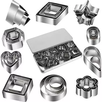 LMETJMA 30 шт. набор мини-формочек для печенья с коробкой из нержавеющей стали формочки для печенья наборы форм для теста для пирогов помадка JT347 серебряный