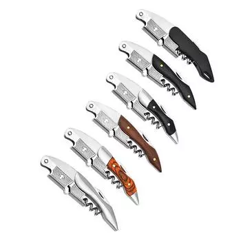 LMETJMA 3 in 1 Waiter Corkscrew Wine Opener Wooden Handle Heavy Duty Corkscrews Cork Openers Manual Restaurant Wine Key JT331