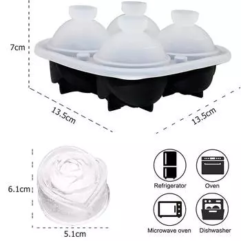 LMETJMA 3D Rose Ice Molds силиконовый лоток для кубиков льда с прозрачной крышкой воронкообразного типа устройство для приготовления ледяных шариков для коктейлей из виски и сока JT07 чёрный