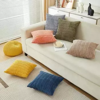 LMETJMA 45x45 см Мягкие вельветовые наволочки в полоску в стиле бохо Мягкие декоративные наволочки для подушек Чехлы для дивана JT411 45x45cm бежевый