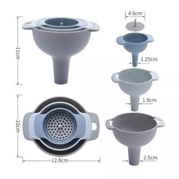 LMETJMA 4 в 1 Кухонные воронки со съемным сетчатым фильтром Воронка для масла без BPA Пищевые воронки для наполнения бутылок JT296 синий