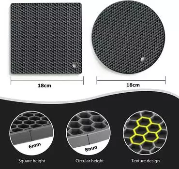 LMETJMA 4Pcs Silicone Trivets for Hot Pots and Pans Heat Resistant Trivet Mats Hot Pads Spoon Rest Large Coasters JT107 чёрный