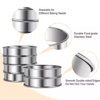 LMETJMA 6 шт. 10,5 см английские кольца для маффинов кольца для пышек двойное раскатанное кольцо для тарта из нержавеющей стали форма для тарта JT169