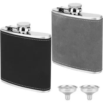 LMETJMA 6 унций 180 мл фляжка с воронкой 304 нержавеющая сталь фляжка для виски с кожаной оберткой питьевые фляги для виски JT377 красный